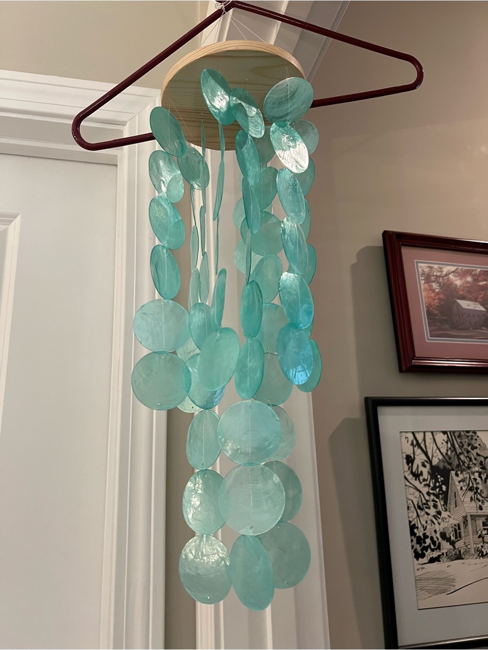 Beautiful Turquoise/Light Green Sea Shell Wind Chimes - Picture 3 of 9